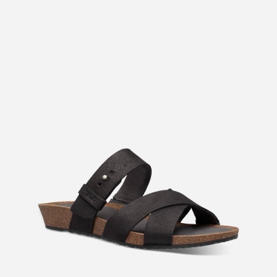 Teva Mahonia Slide - Women's Teva Slides - Black | India (ZSGR48209)